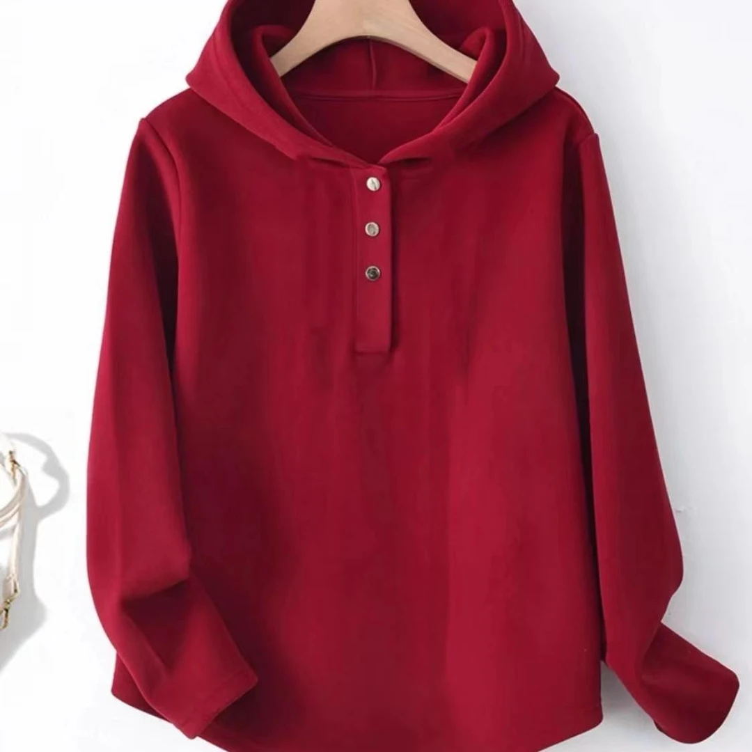 慕斯绒女款帽衫卫衣