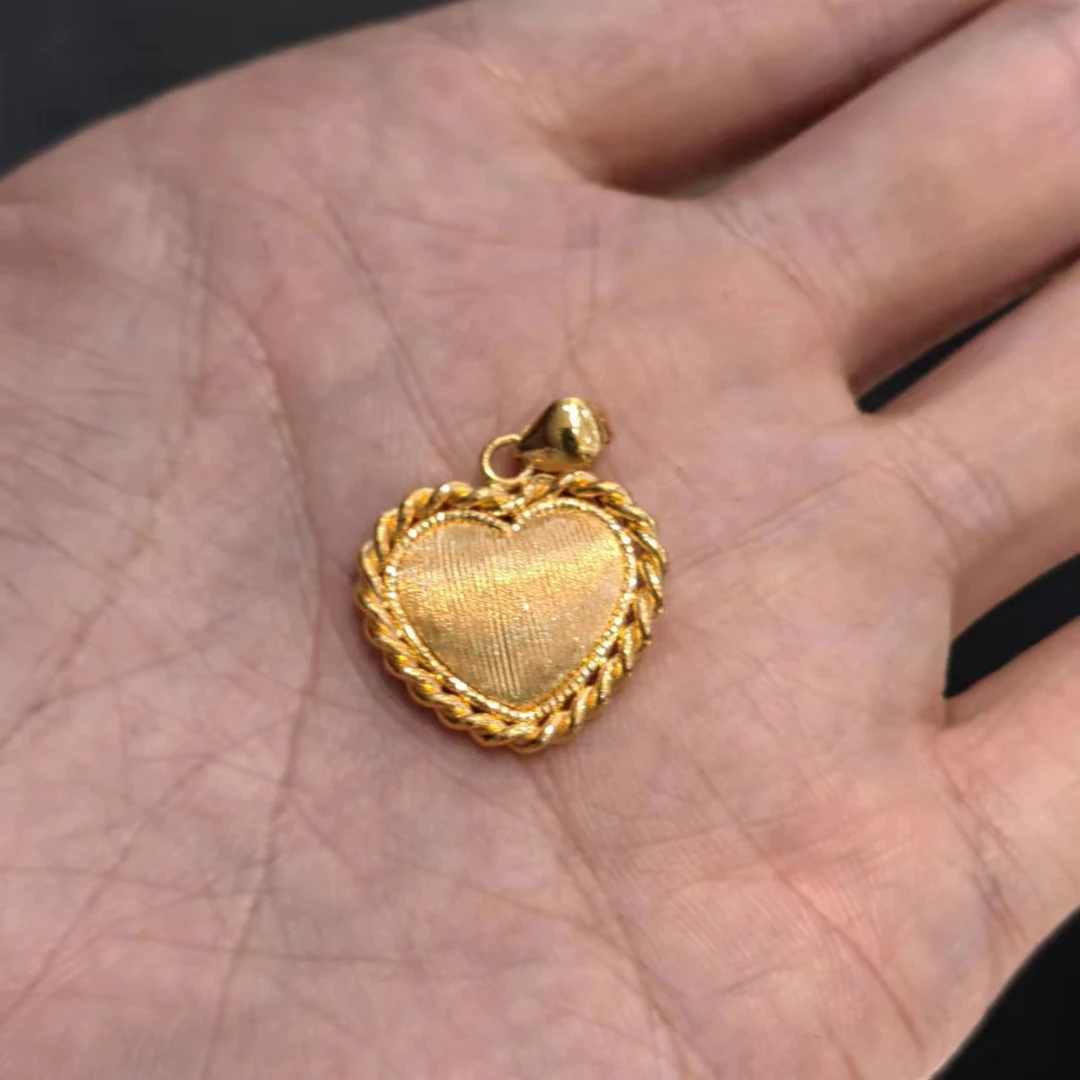 足金9999  拉丝爱心吊坠