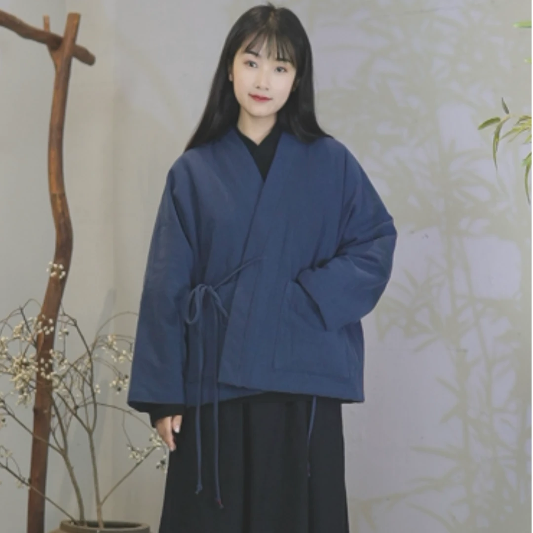 【荒蓝】棉麻禅意复古短汉服棉衣外套