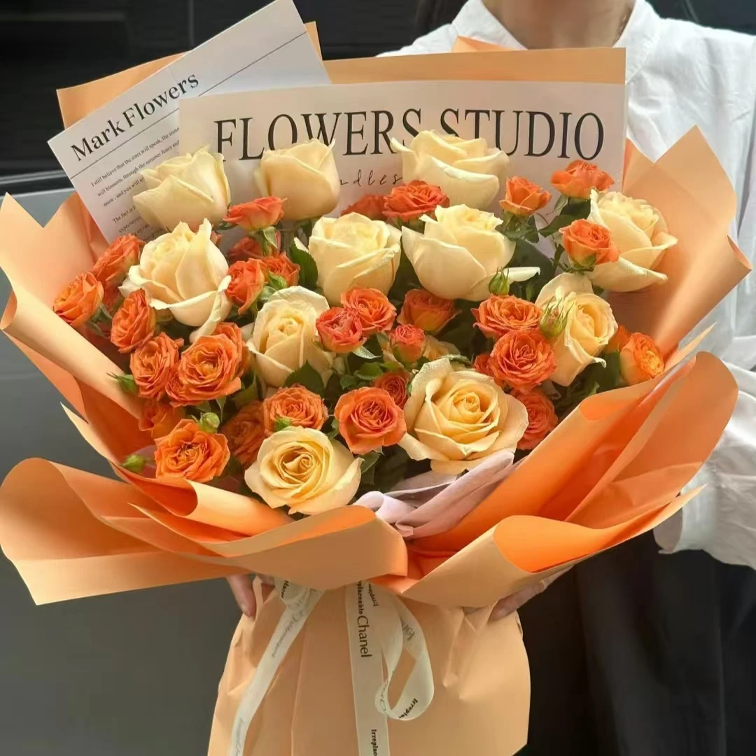 【香槟芭比白桔梗向日葵黄英草】云南鲜花现采现发一单中通两单顺丰