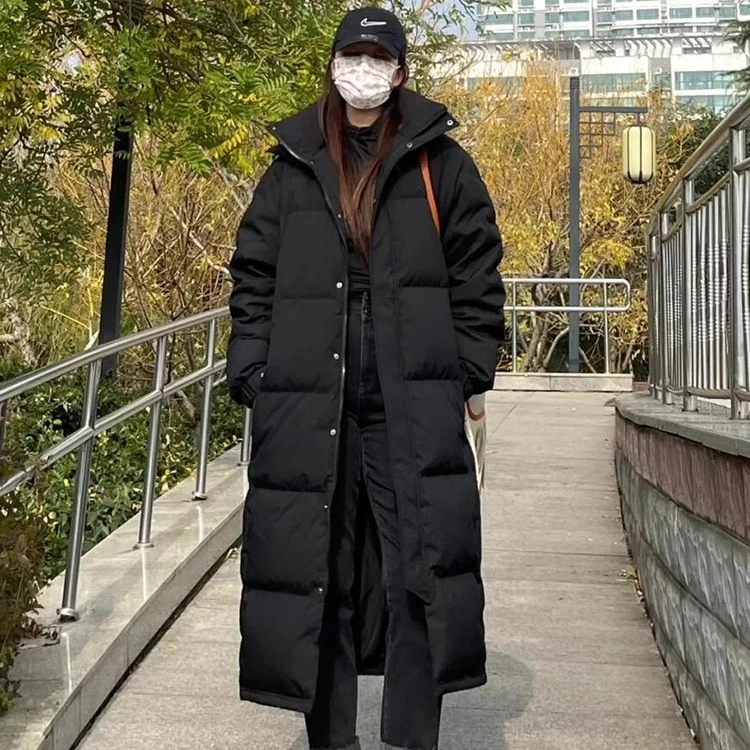 FARVENTOR/法芬图超长款过膝韩版加厚棉衣女大码宽松冬季潮流外套