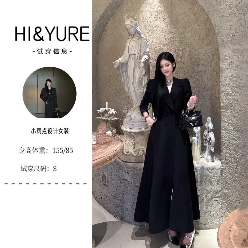 ◤小雨◢ 海瑟薇恋人 黑色西装外套风衣女赫本风高级感收腰显瘦