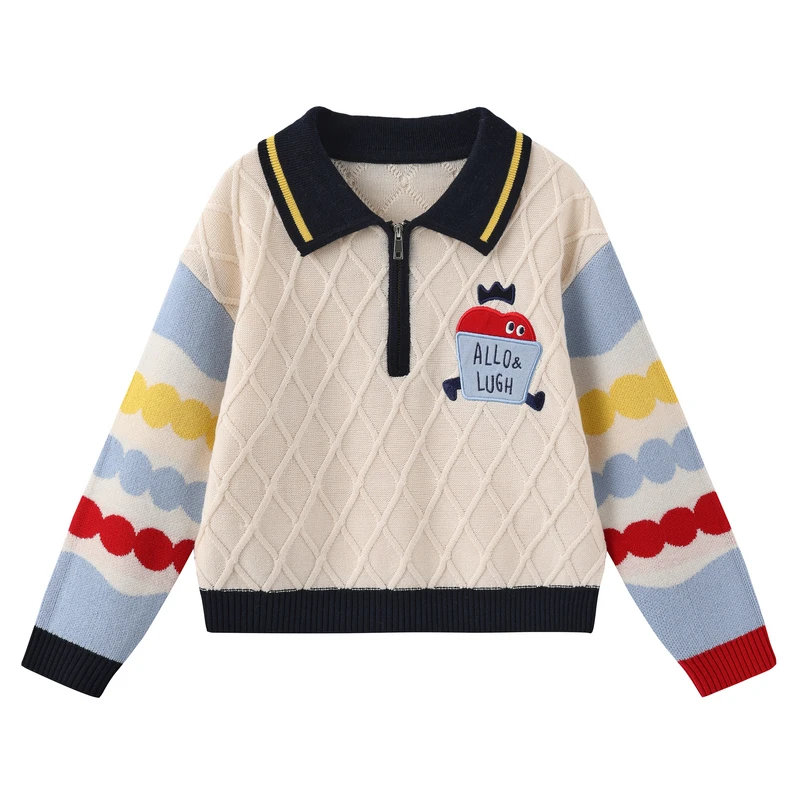 毛衣长袖学院风常规秋装洋气套头撞色打底秋冬宝宝ol厚款翻领