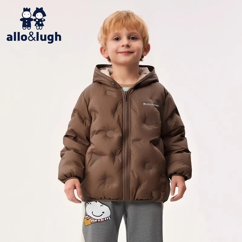 阿路和如儿童2024冬白鸭绒保暖甜甜圈多色连帽羽绒服外套
