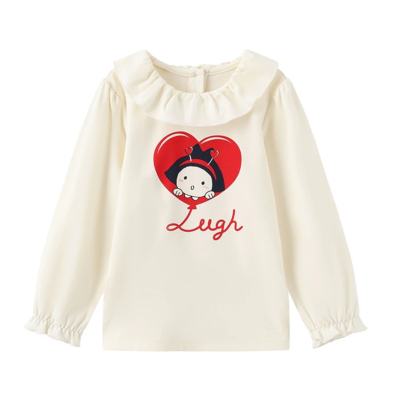082 阿路和如女童装t恤新款印花荷叶领女宝时尚洋气上衣320