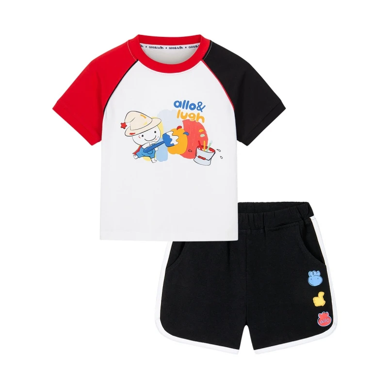 夏季儿童童装男童短袖套装运动透气帅气休闲宽松两件套小童舒适