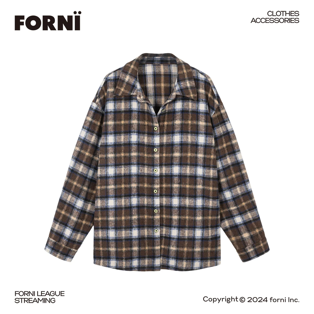 FORNI x YOYO 街头OG感 经典时尚格纹衬衫外套复古宽松潮流长袖衫