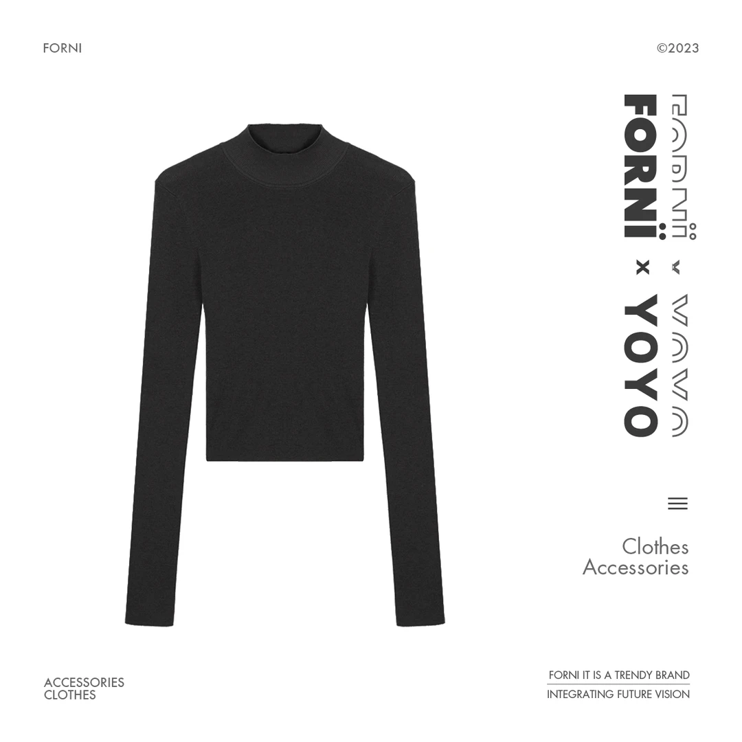 FORNI x YOYO  肌华 秋冬新贵半高领修身套头款羊毛针织打底衫