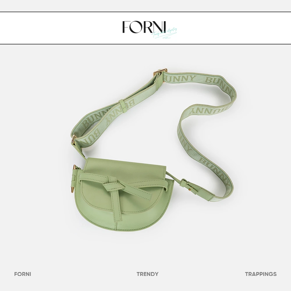 FORNI x YOYO 椿茶 二层牛皮日系斜挎马鞍包夏季女士简约小众
