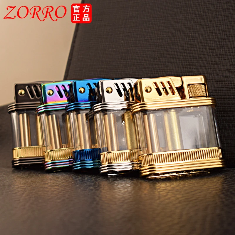佐罗打火机Z716透明弹射透明仓打火机男士礼品创意油仓个性可视机