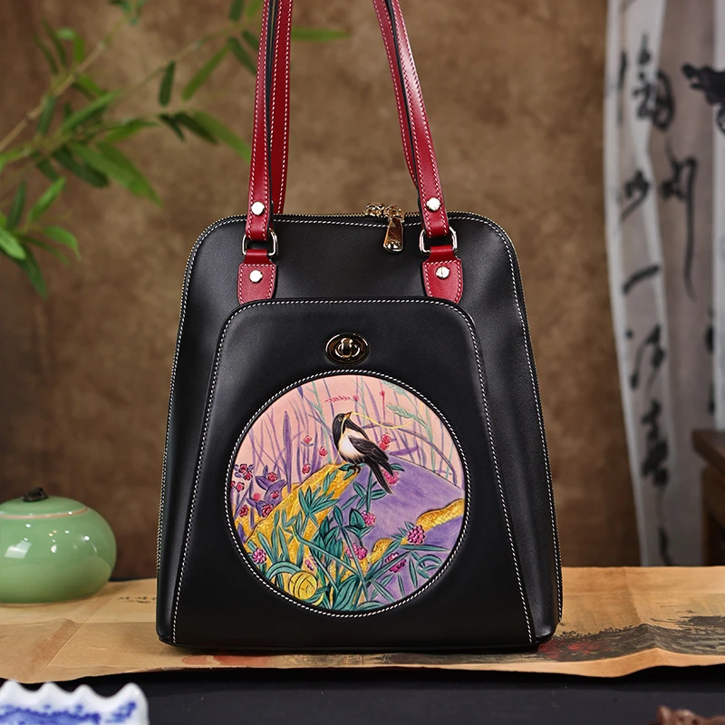 【奇人匠心原创】非遗皮雕双肩包系列 多功能可单肩 国风真皮（直播）