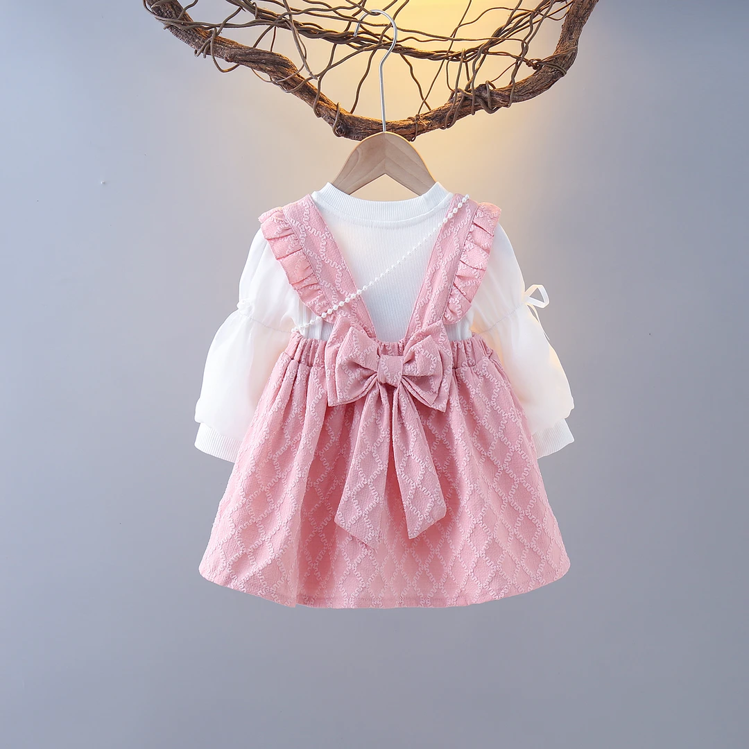 L108款 2024女小童长袖秋季新款韩版2面可穿洋气套装公主裙女童