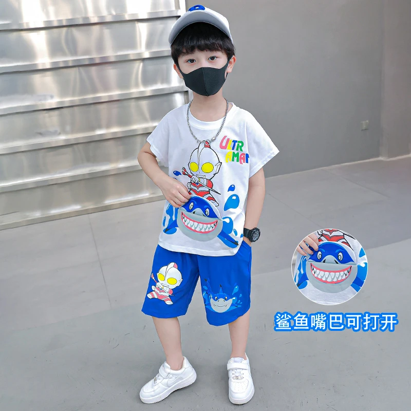 奥特曼衣服男童夏季套装2023新款洋气男宝宝短袖儿童夏款炸街童装