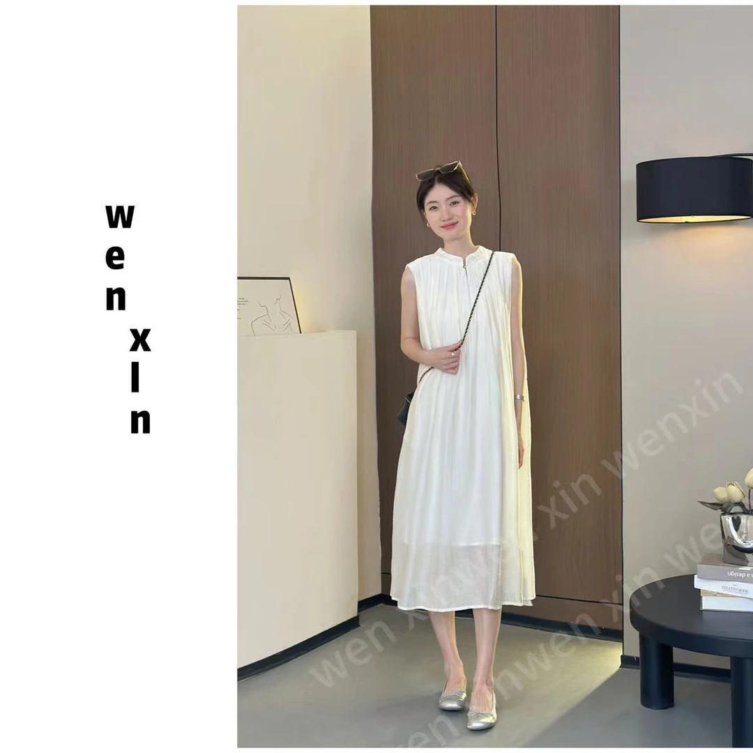 中国风夏季新中式无袖宽松连衣裙气质温柔风长裙女装连衣裙