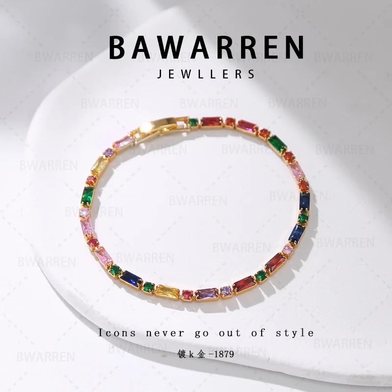 Bawarren 铜合金合成锆石手链 1879-彩色ins清新韩版森系手链