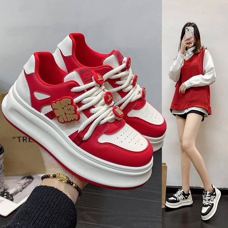 【伊人风尚】上上签小众时尚设计小白鞋女2024年新款厚底女鞋潮