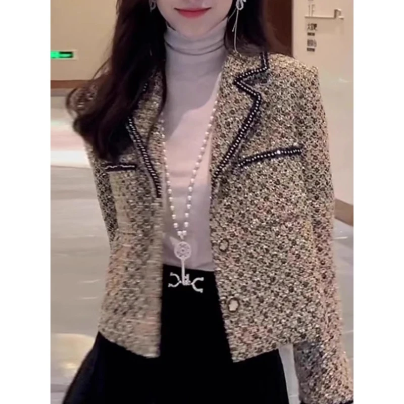 QDA5676秋冬季2024新款小香风外套女重工钉珠设计感百搭时尚上衣