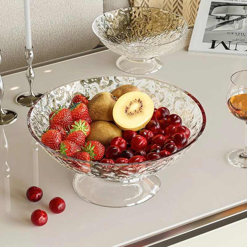 玻璃感水果盘客厅家用茶几轻奢拆卸水果盆沥水干果盘水果盆简约