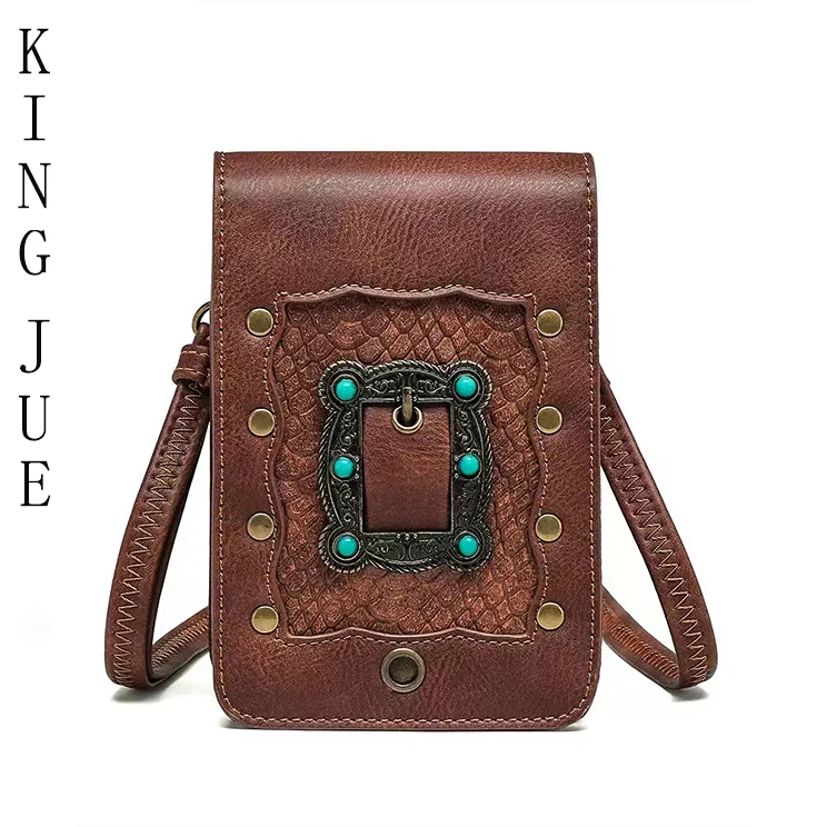 【王爵】【活动】手工工艺斜跨手机包搭配女鞋复古手工包