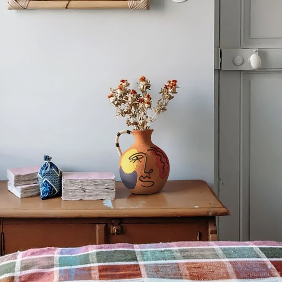 久伴北欧陶瓷花瓶鲜花插花手绘创意客厅卧室桌面玄关装饰摆件北欧