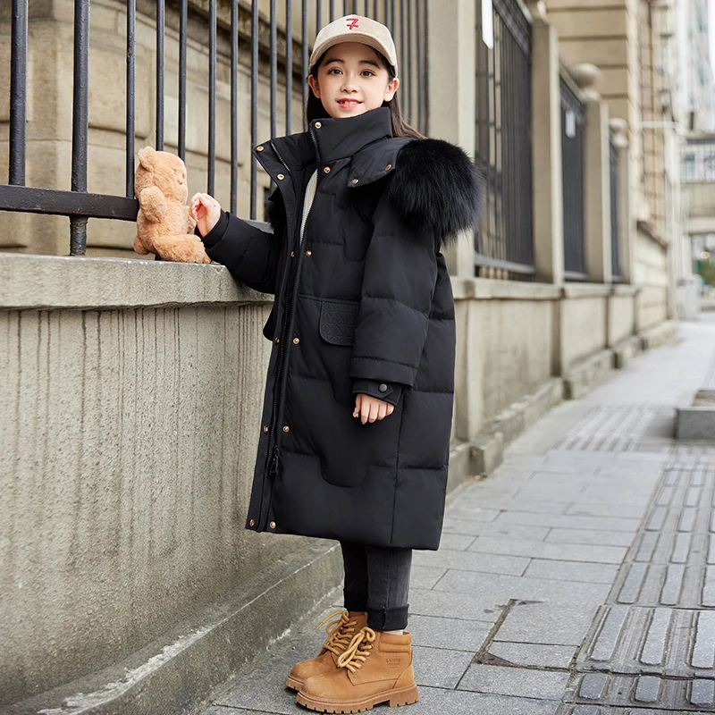 儿童中长款女童羽绒服2025新款洋气中大童童装冬季加厚防寒服外套