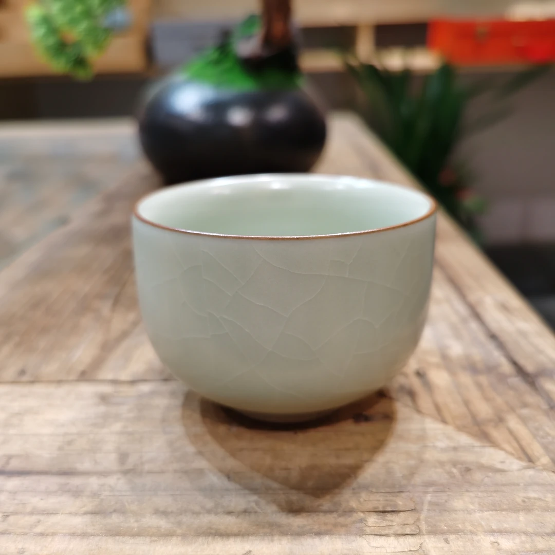 汝窑梅子青圆融杯主人杯功夫茶杯