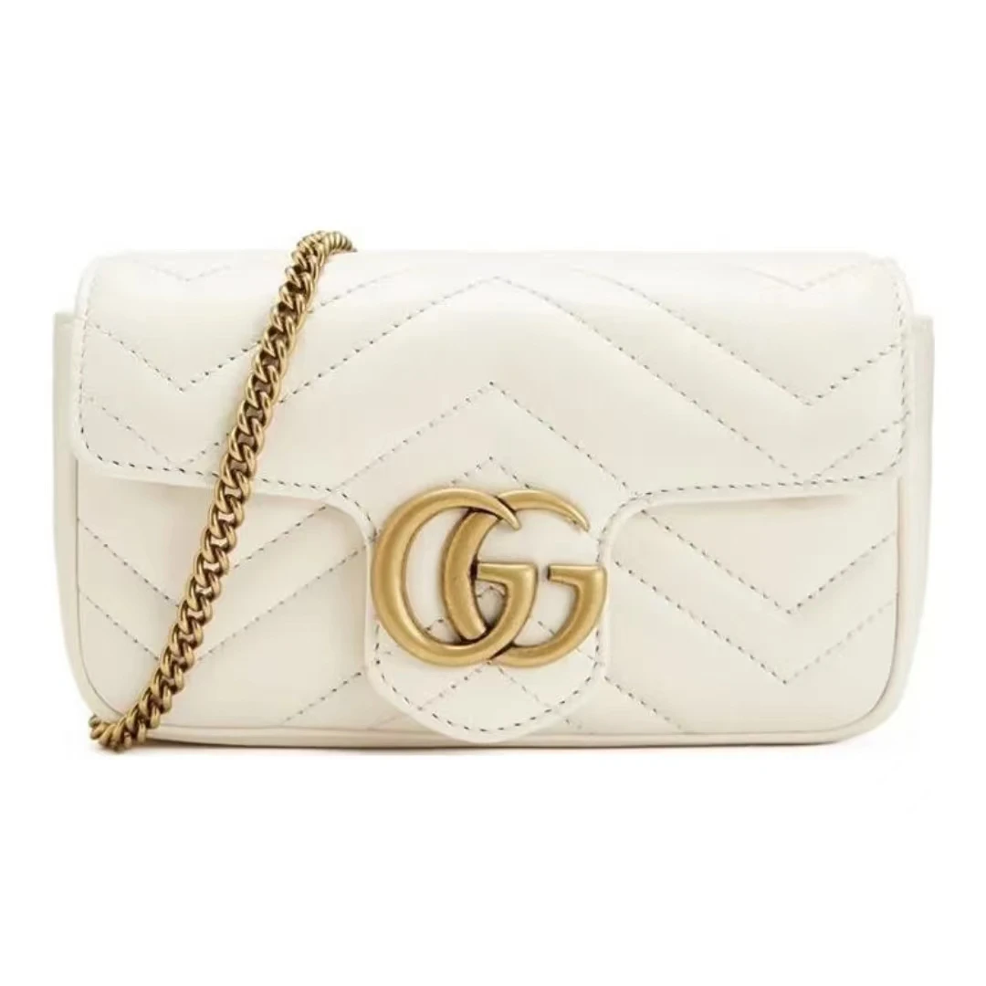 99新 GUCCI/古驰 白金马蒙mini链条包【5型潮奢】