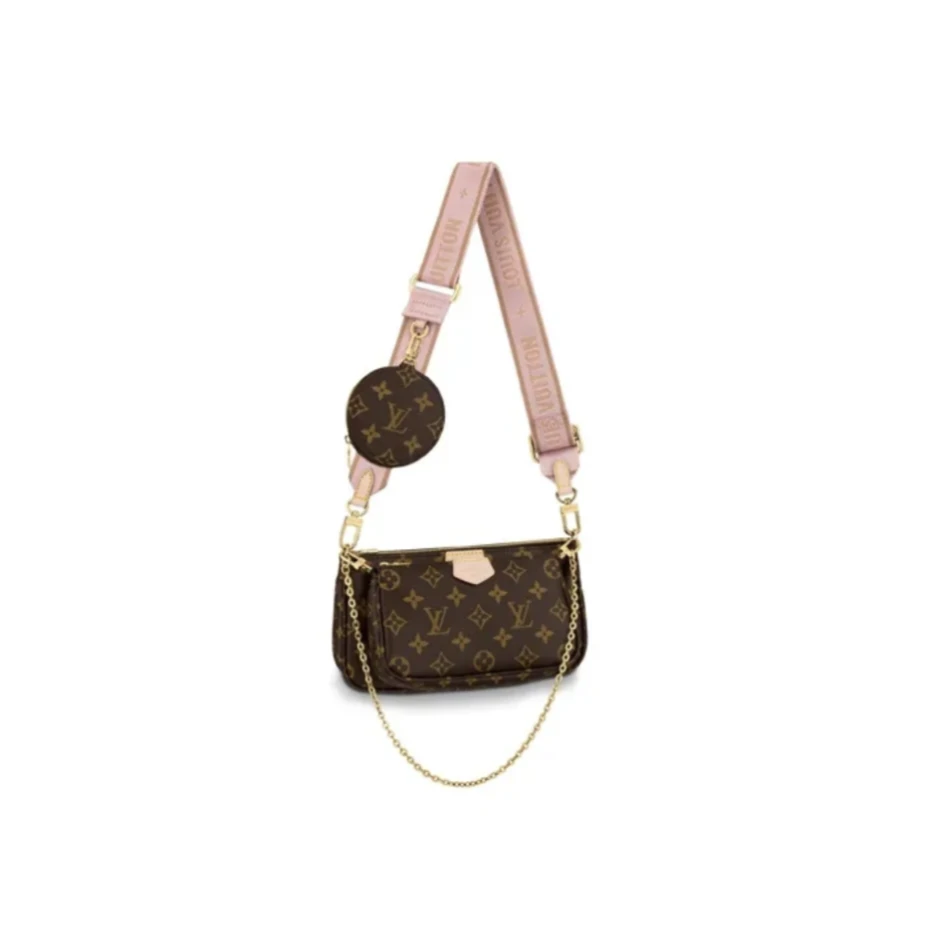 99新 LouisVuitton/路易威登 粉/绿 肩带五合一单肩包