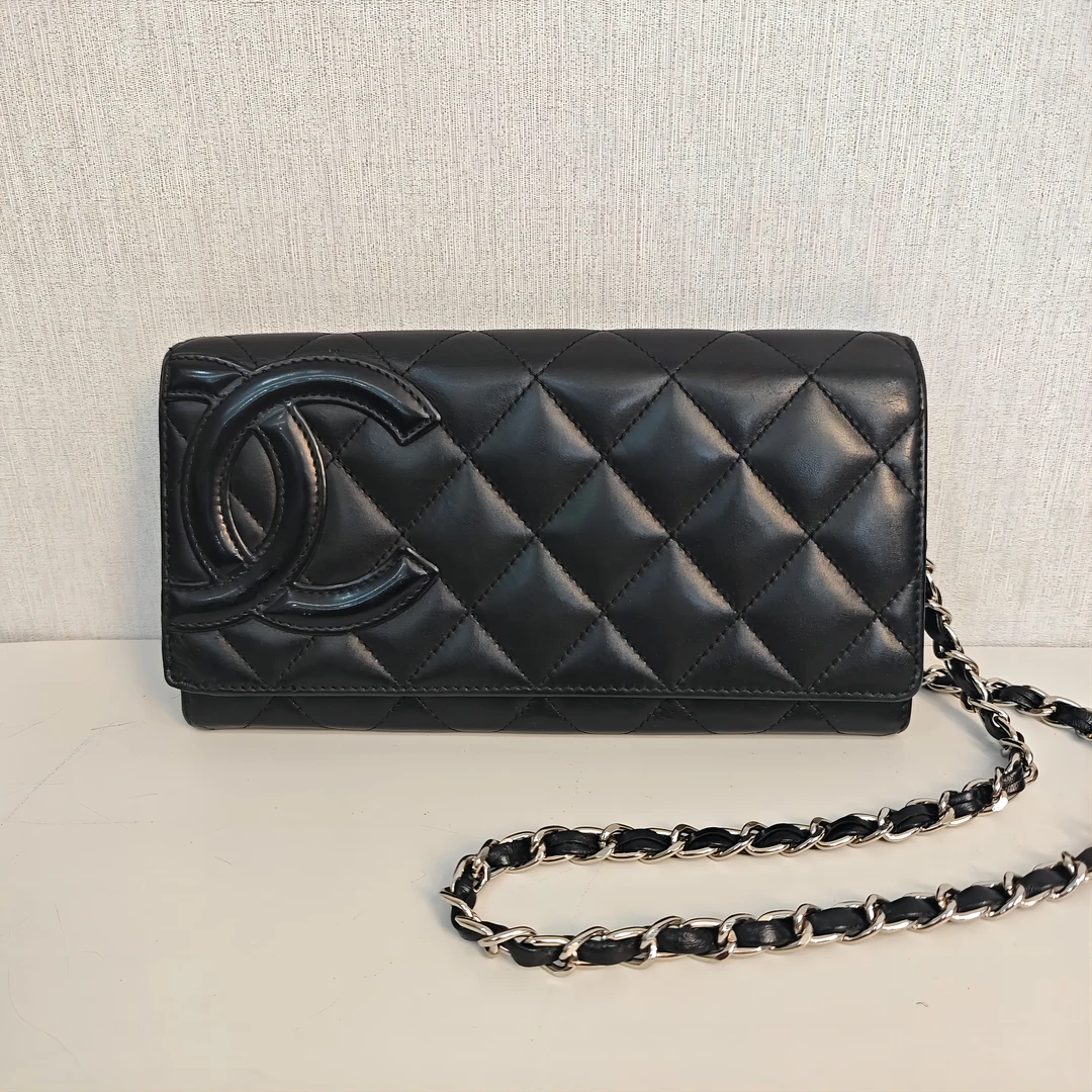 95新 Chanel/香奈儿 黑色康鹏两折翻盖钱包【5型潮奢】