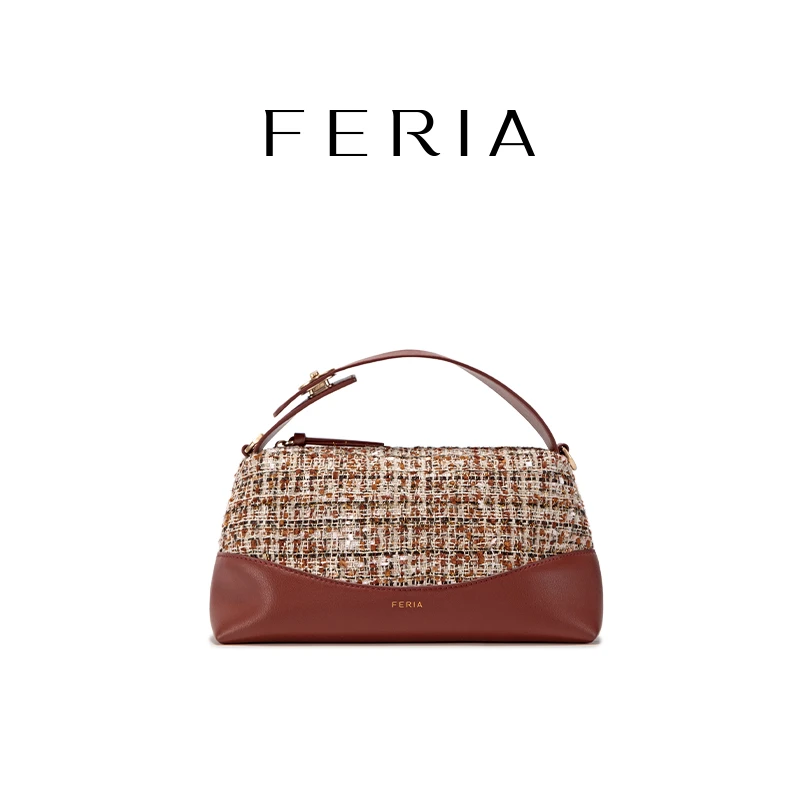 FERIA【毛呢拼接便当包】FE309B716韩国小众品牌百搭时尚气质轻奢