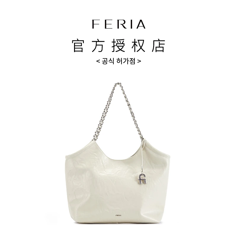 FERIA【tote链条包】FE309B706小众休闲轻奢女士时尚经典黑色包包