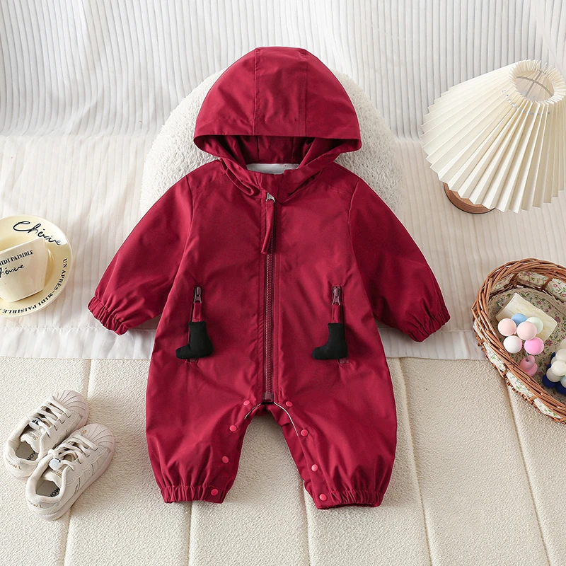 YL婴儿秋装哈衣外出服小脚捏捏响男女宝宝冲锋衣连体衣ZPQ4307