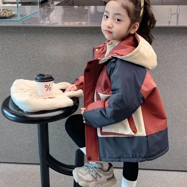 女童秋冬款外套2024新款洋气儿童冬装冲锋衣夹棉冬季加厚保暖上衣