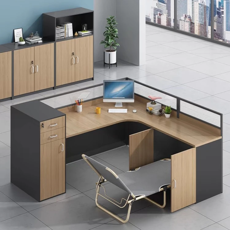 午休办公桌椅组合折叠床加班屏风职员大工位L型一体式带床办公桌