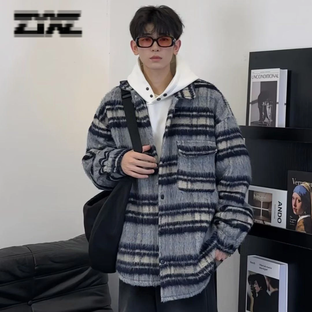 KBKM小香风ins毛呢外套~秋冬层次感条纹大衣大码男女情侣百搭夹克