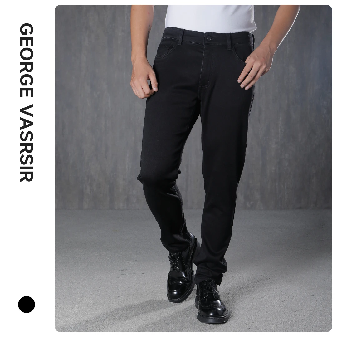 【33407】男士秋冬新款订制再生纤维弹力百搭直筒牛仔裤修身耐磨