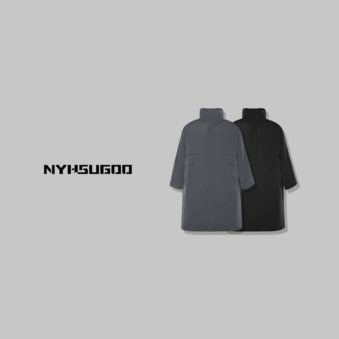 南乙2965冬新款男风衣款设计中长款白鸭绒羽绒服时尚百搭保暖外套