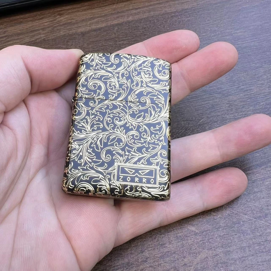 ZORRO佐罗二代防风煤油打火机男士鎏金唐草Z2-1079金色雕刻