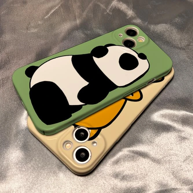 天壳趴趴熊猫苹果13手机壳新款iPhone14promax卡通12可爱11菲林xr