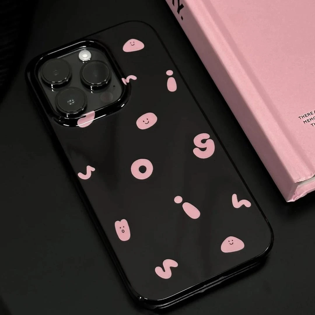 天壳简约黑粉字母14手机壳iPhone13适用11苹果12菲林手机壳ins网