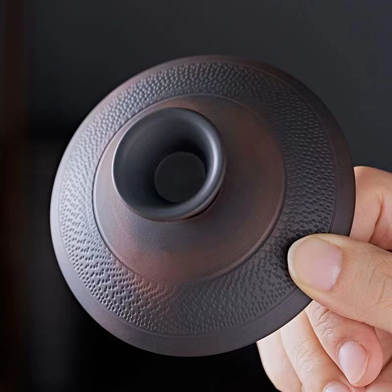云南建水紫陶盖碗盖子配盖紫砂盖碗盖子高档茶碗三才泡茶碗盖茶具