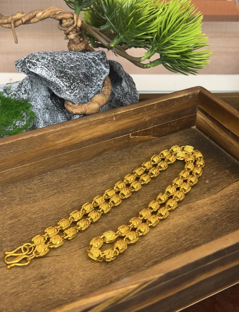 合金项链 【抖音好物】项链 素款 核桃项链 霸气时尚金色精美男款