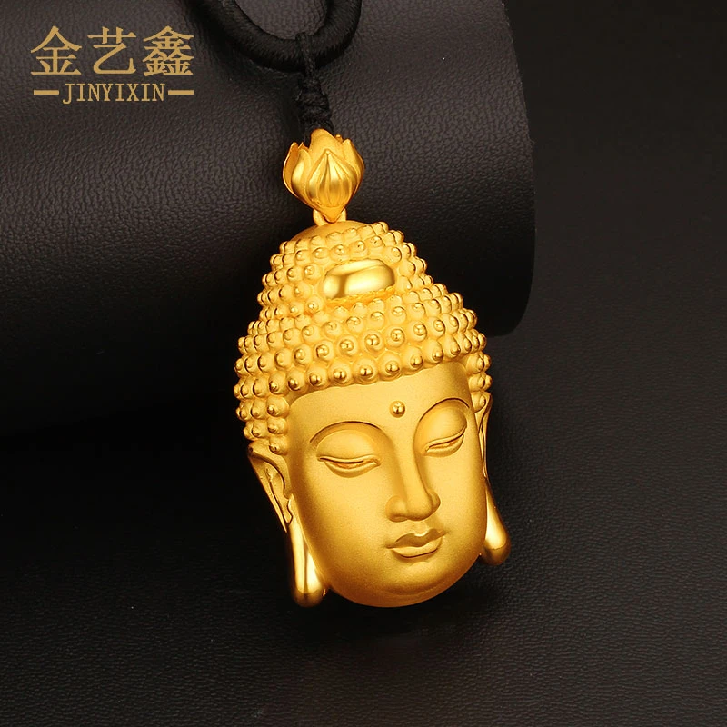 黄金佛头吊坠男女足金999大日如来本命佛项链纯金挂坠情侣款