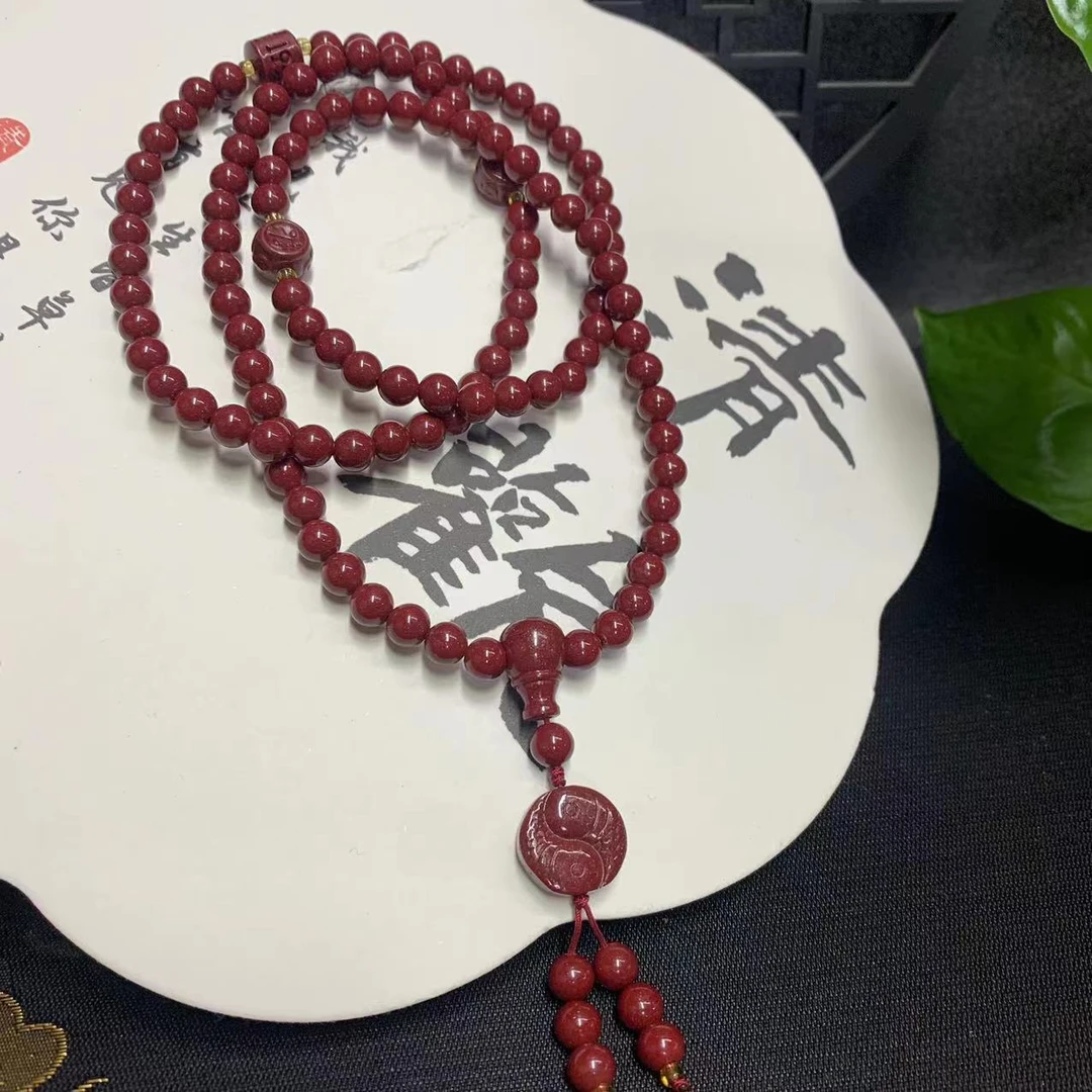 含辰砂工艺品天然辰砂6mm手串手链毛衣链男女款108珠618820#