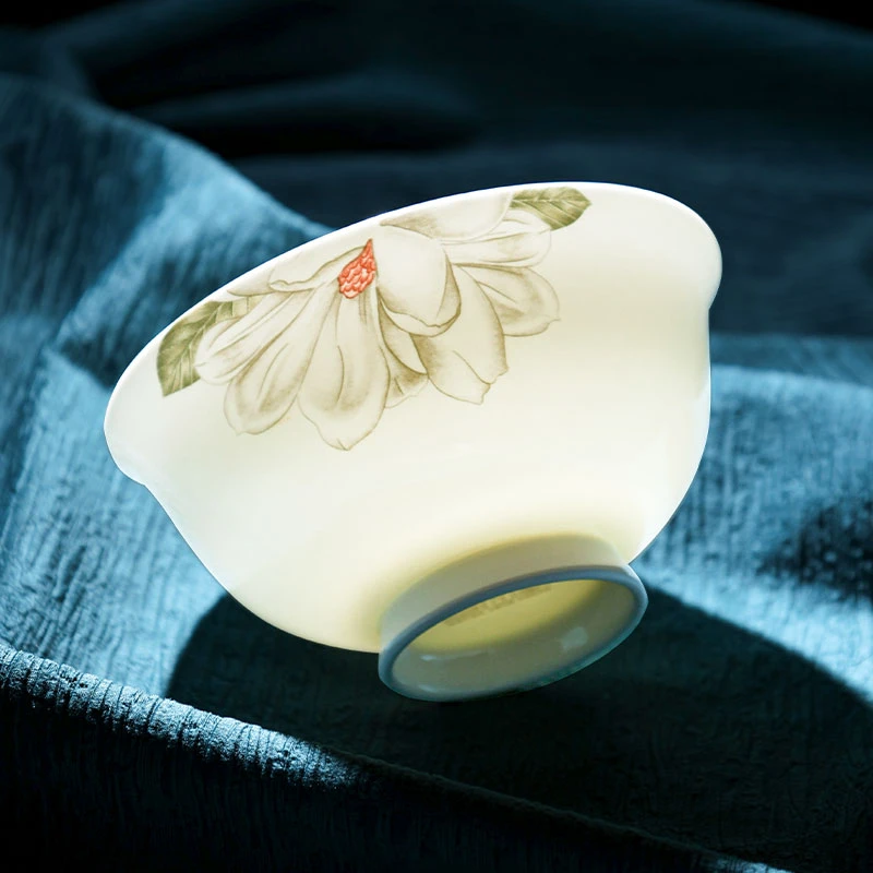 金刚钻【工厂直发】骨瓷玉兰赋4.5碗家用中式高颜值陶瓷餐具