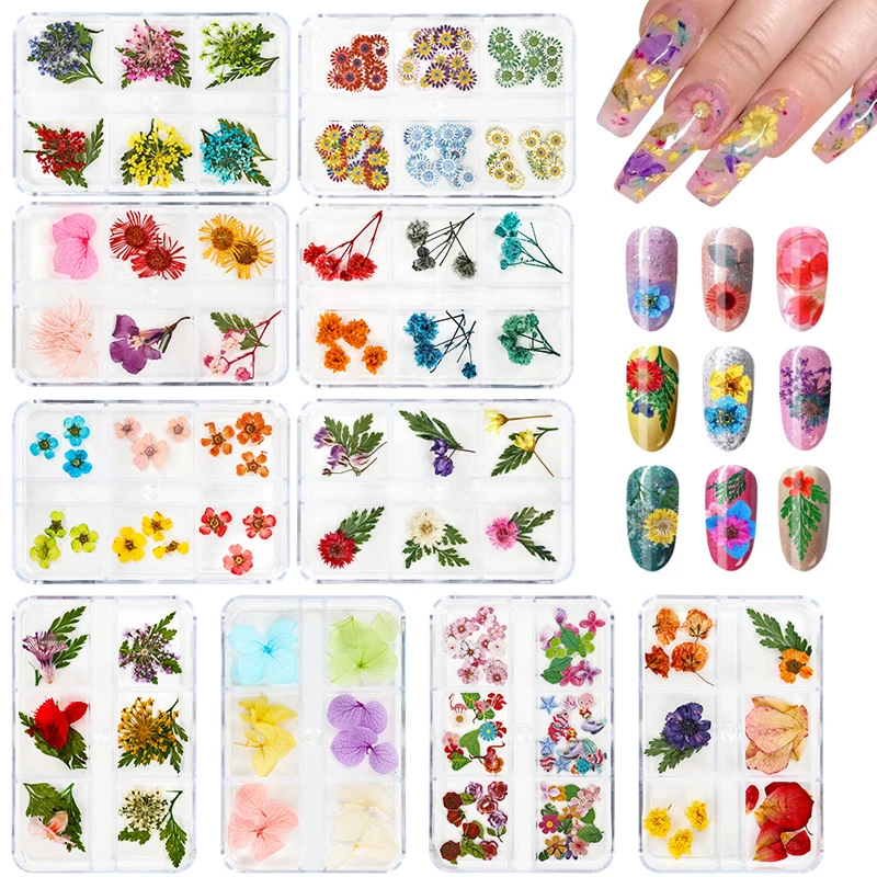 日系美甲干花套装立体花朵满天星花瓣DIY指甲干花木浆片饰品
