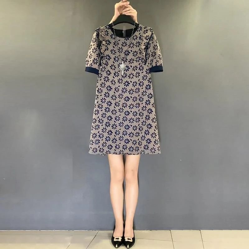 胖妹妹夏季新款大码女装法式木耳边拼接碎花连衣裙轻熟风优雅女裙