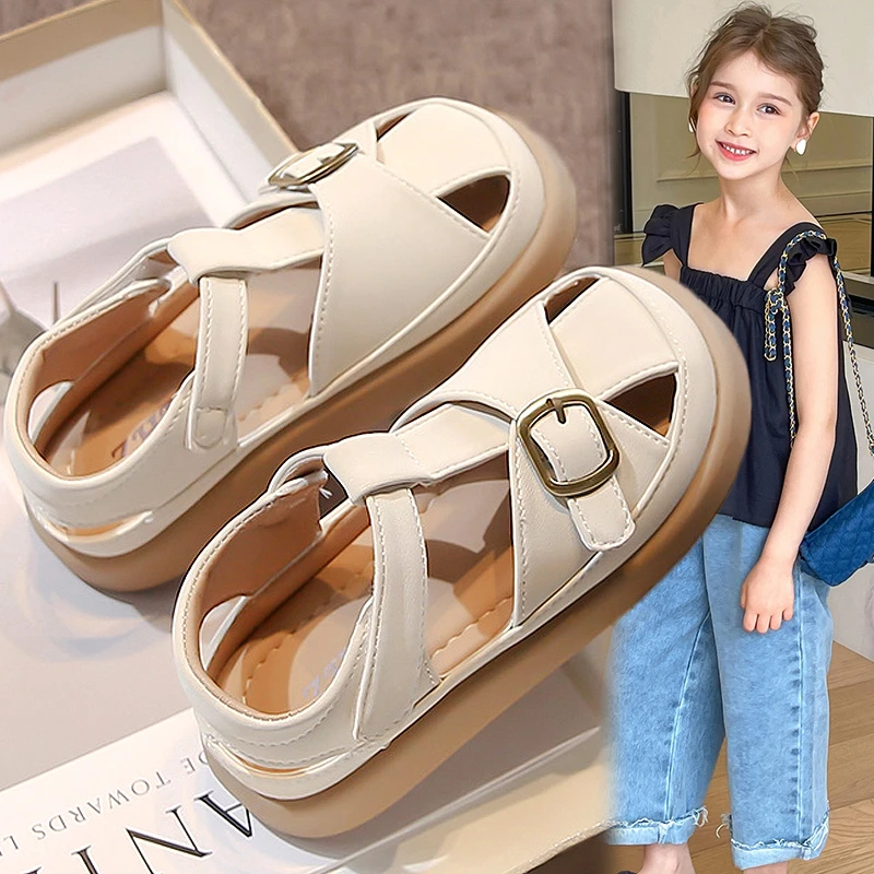 女童凉鞋2024新款夏季儿童公主软底防滑包头中大童女孩时尚勃肯鞋