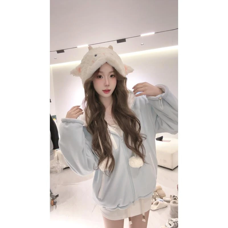 尹千金瑶子【小羊咩咩】设计高级感百搭时尚ins摇粒绒外套W240831