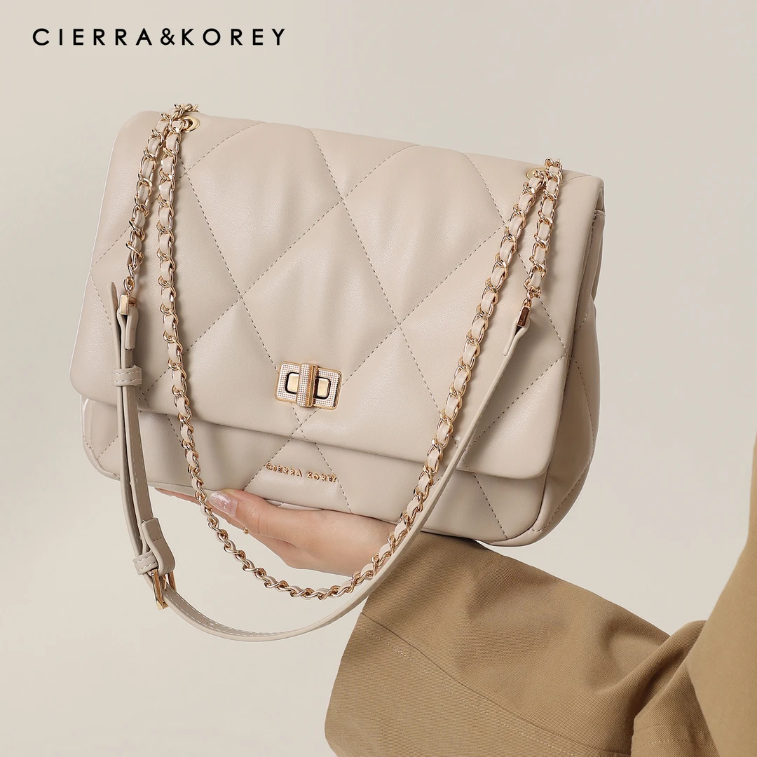 Cierra Korey小方包包女2024新款通勤百搭链条菱格单肩斜挎包